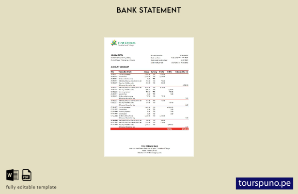 listo para imprimir plantilla de Excel de extracto bancario de Trinidad y Tobago